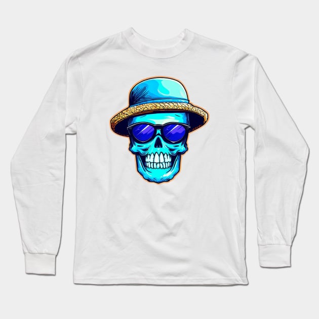 Summer Skull Long Sleeve T-Shirt by ARTWORKandBEYOND